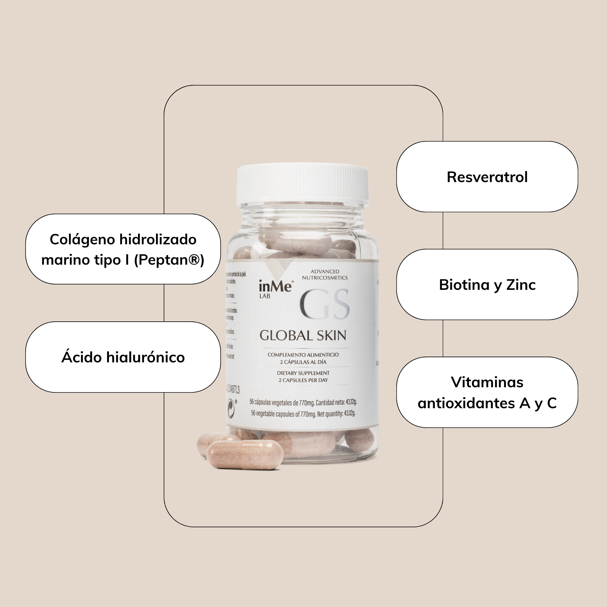 inMe GLOBAL SKIN - Tamanho económico - 180 cápsulas - 3 meses